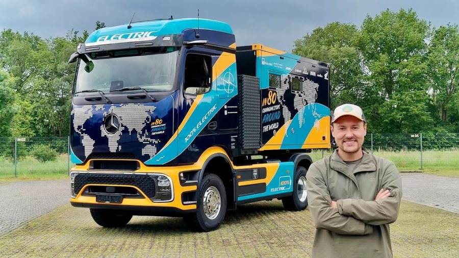 من هانوفر إلى أنحاء العالم: المغامر توبياس فاغنر - سائق الشاحنة الكهربائية يبدأ رحلة eActros 600 حول العالم