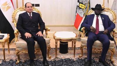 الرئيس السيسي يعقد جلسة مباحثات ثنائية مع رئيس جنوب السودان بالقصر الجمهوري 