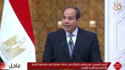 الرئيس السيسي خلال مؤتمر مع نظيره التونسى: اتفقنا على دعم ليبيا بشكل كامل