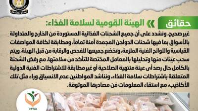 الحكومة تنفى استيراد شحنات دواجن مجمدة فاسدة ومنتهية الصلاحية