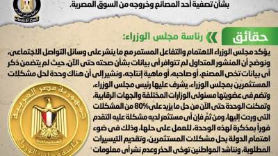 الحكومة تنفى شائعة تصفية أحد المصانع وخروجه من السوق المصرية