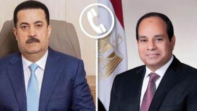 الرئيس السيسى يتلقى اتصالًا هاتفيًا من رئيس وزراء العراق للتهنئة بشهر رمضان