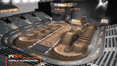 الاتحاد أرينا تتحول إلى مضمار ترابي قبل سباق جائزة أبوظبي الكبرى سوبر كروز العالم