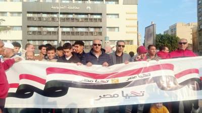 مسيرة شبابية بالقليوبية احتفالا بعيد الشرطة المصرية