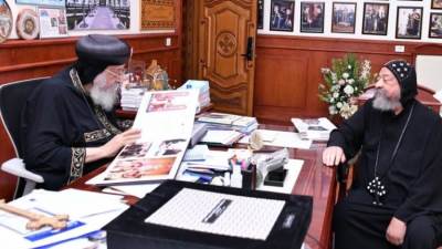 دير مارمرقس الرسول بطريق العلمين يهنئ البابا تواضروس الثاني بعيد تجليس قداستة 