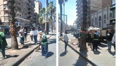 حملة نظافة ورفع مخلفات بشارع ناصر الثورة بالتعاون مع الهيئة العامة للنظافة