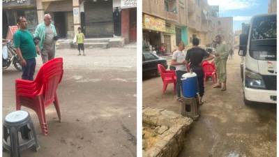رفع محتويات مقهى بشارع مصرف الكونيسه لأشغال الطريق العام