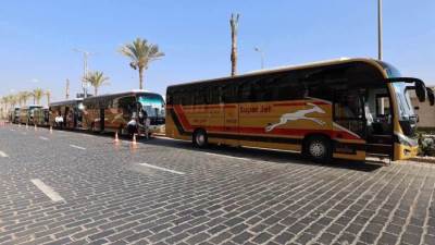 وزير النقل يدشن 20 أتوبيسًا جديدًا مكيفًا من إنتاج شركة النصر للسيارات إلى شركة الاتحاد العربي للنقل البري (السوبرجيت)